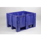 Kunststoff Palettenbox 120x100x76cm 630 Ltr. Auf 3 kufen, blau, Ohne Mittelrim