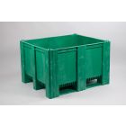 Kunststoff Palettenbox 120x100x76cm 630 Ltr. Auf 3 kufen, grün, Ohne Mittelrim
