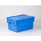 Euronorm Distributionsbehälter Deckelkiste 600x400x320 mm, 55 Liter, blau-blau