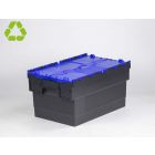 Euronorm Distributionsbehälter Deckelkiste 600x400x320 mm, 55 Liter, schwarz-blau