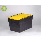 Euronorm Distributionsbehälter Deckelkiste 600x400x365 mm, 63 Liter, schwarz-gelb