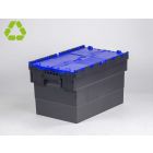 Euronorm Distributionsbehälter Deckelkiste 600x400x365 mm, 63 Liter, schwarz-blau