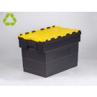 Euronorm Distributionsbehälter Deckelkiste 600x400x416 mm, 72 Liter, schwarz-gelb
