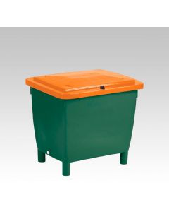 Streusalzbehälter, 210Ltr. grün mit orange Scharnierdeckel