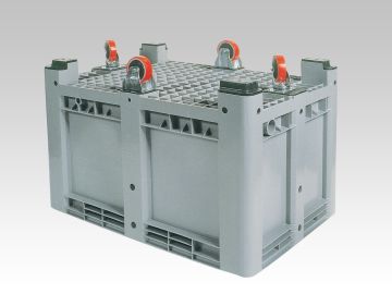 Palettenbox 1200x1000x810 mm, 610 liter, auf 4 Rädern in Kreuzform 