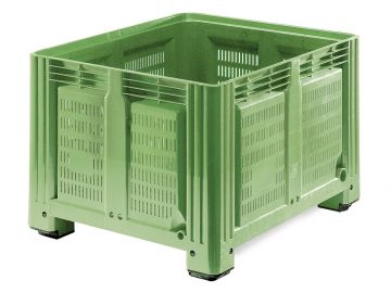 Palettenbox 1200x1000x760 mm 4 Füsse, Farbe Grün, perforiert (pro Stück)