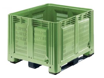 Caisse palette 1200x1000x870 mm 3 patins, perforé, couleur vert (pro Stück)