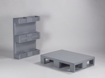 Kunststoff Hygienepalette 3 Kufen, Geschlossen Oberdeck, 800x600x160mm