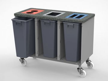3-Fraktions-Möbel auf Rädern, 3x 60 Liter