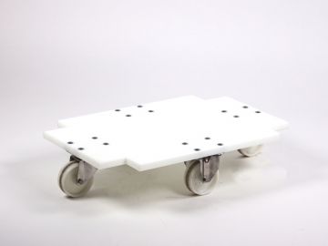 Untersetzwagen 650x450 mm mit 4 Edelstahl Laufrollen, weiß