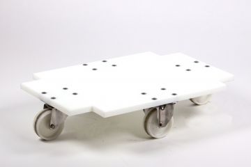 Untersetzwagen 750x550mm mit 4 Edelstahl Laufrollen, weiß