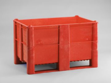 Hygienepalettenbox 1200x800x740 mm, 520 Liter, auf 2 Kufen, rot