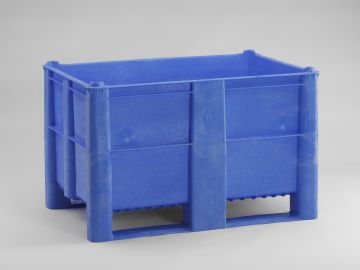 Hygienepalettenbox 1200x800x740 mm, 520 Liter, auf 2 Kufen, blau