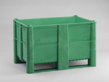 Hygienepalettenbox 1200x800x740 mm, 520 Liter, auf 2 Kufen, grün