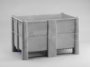 Hygienepalettenbox 1200x800x740 mm, 520 Liter, auf 2 Kufen, grau