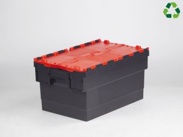 E-line Distribox distributiebak, bakdeel zwart, dekselhelften rood 55 ltr