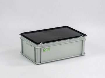 stapelbarer Eurobehälter 40 Liter mit schwarzem Deckel