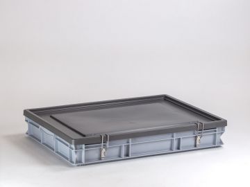 Kunststoffbehälter 800x600x120 mm 45 L mit abschließbarem Scharnierdeckel