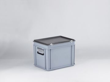 Kunststoffkoffer Euroline mit zwei Alu-Griffen, 400x300x285 mm, stapelbar, grau 