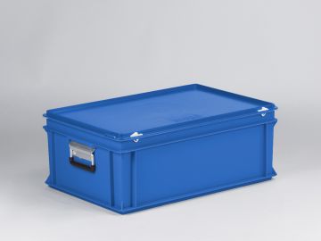 Kunststoffkoffer Euroline mit zwei Alu-Griffen, 600x400x235 mm, stapelbar, blau