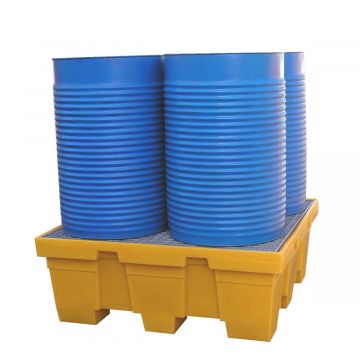 Auffangwanne 450 Liter 1235x1235x475 mm, mit galvanisiertem Gitterrost, Farbe gelb (pro Stück)