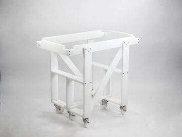 Untersetzrahmen für Mischbehälter 145L mit 6 inox Räder, weiss