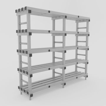 Plastic shelving 200x40x177 cm with 5 shelves, grey