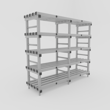 Plastic shelving 200x50x177 cm with 5 shelves, grey