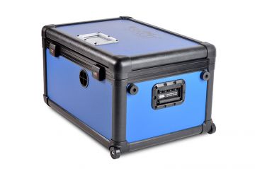 Tablet-Ladekoffer, 16 Geräte, Blau, Mobil & Abschließbar, Mit Laptopfach