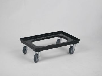 Transportroller 600x400x160 mm, auf 4 Lenkrollen, schwarz