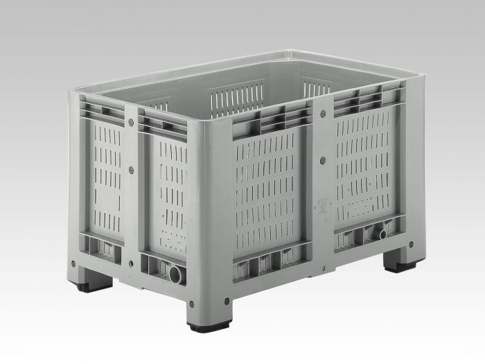 Palettenbox perforiert 470 Ltr., 1200x800x760 mm, 4 Füße, grau