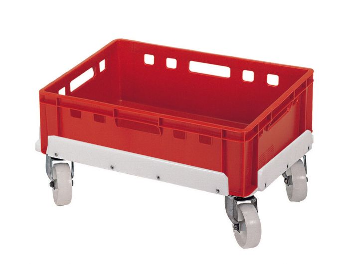 Kunststoff Untersetzwagen 600x400x200 mm auf 4 galvanisierten Lenkrollen