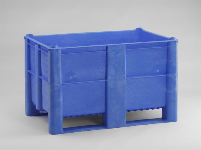 Hygienepalettenbox 1200x800x740 mm, 520 Liter, auf 2 Kufen, blau