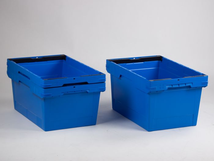 Schachtelbarer Behälter 58 Liter mit Stapelbügel blau
