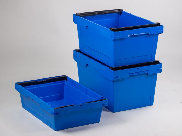 Schachtelbarer Behälter 58 Liter mit Stapelbügel blau