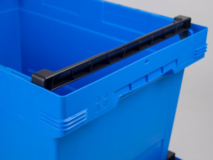 Schachtelbarer Behälter 58 Liter mit Stapelbügel blau