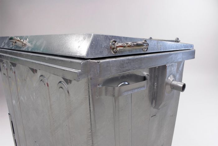 4-Rad Mülltonne 770 Liter, Stahl feuerverzinkt mit verstärktem Stahl Deckel