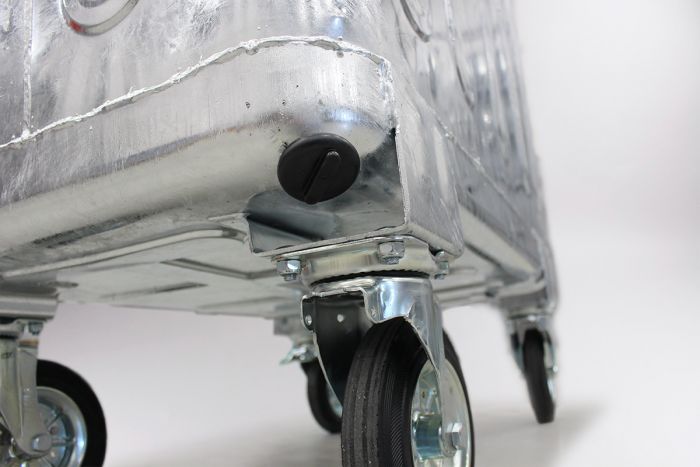 4-Rad Mülltonne aus Stahl, 770L, mit Kunststoff Deckel 1370x780x1370mm