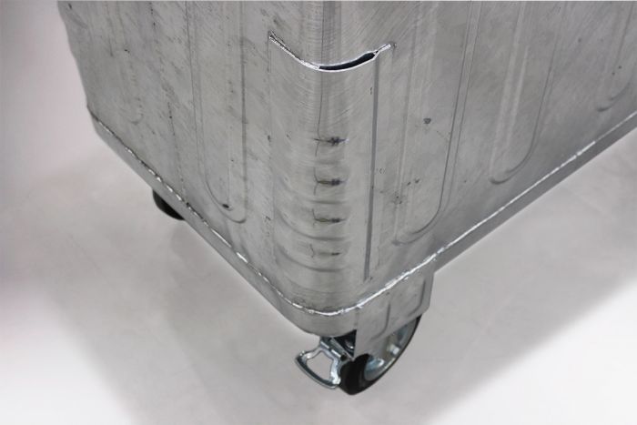 4-Rad Mülltonne aus Stahl, 770L, mit Stahl Deckel 1370x780x1370mm