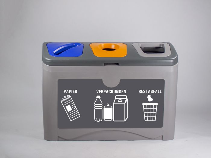 3-Fraktion-Mülltrennmöbel Restabfall, Verpackungen & Papier
