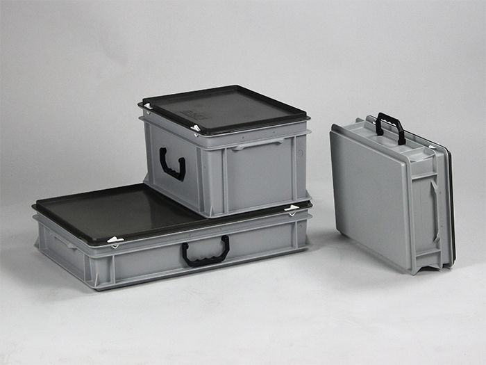 Euroline stapelbare Kunststoffkoffer mit einem Griff, 600x400x90 mm, 14L  PP virgin