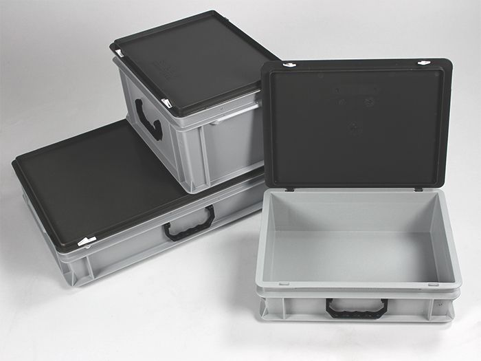 Euroline stapelbare Kunststoffkoffer mit einem Griff, 600x400x90 mm, 14L  PP virgin