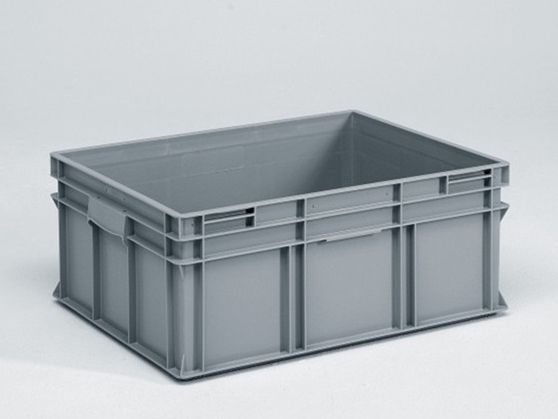 Normbox stapelbare Kunststoffbehälter 800x600x325mm 134L, Grau PP Virgin