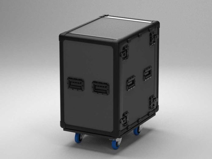Exo Rack Case 19" DoubleDoor, 16U, Schwarz, Vulcan, IP*6, Auf Rollen, Professionell