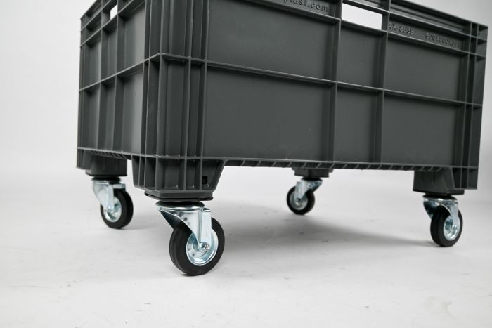 Großvolumenbehälter 800x600x640 mm 140 l. auf 4 Räder, dunkelgrau
