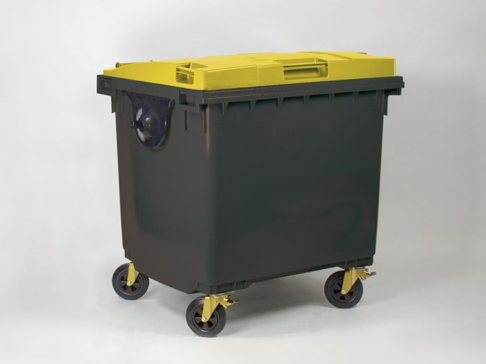 Mülltonne 1000 Liter, 1370x1085x1315 mm, grau/gelb