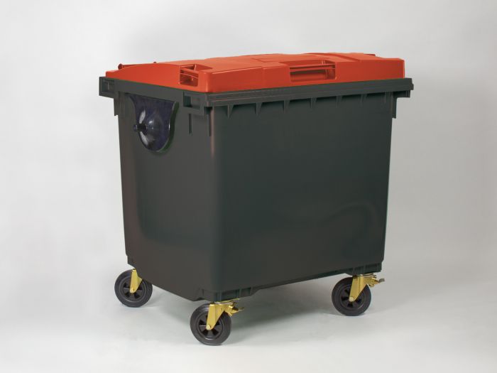 Mülltonne 1000 Liter, 1370x1085x1315 mm, grau/rot