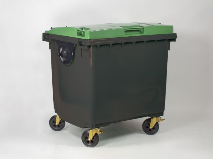 Mülltonne 1000 Liter, 1370x1085x1315 mm, grau/grün