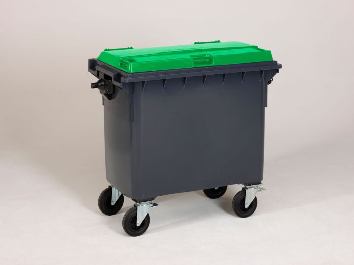 Mülltonne 660L, 1370x784x1215 mm, grau/grün