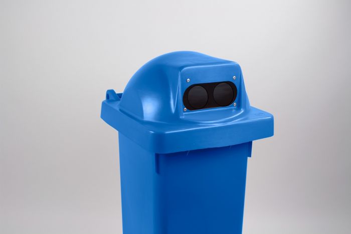 2-Rad Mülltonne MGB 120L Blau, Runddeckel mit 2 Einwurföffnungen